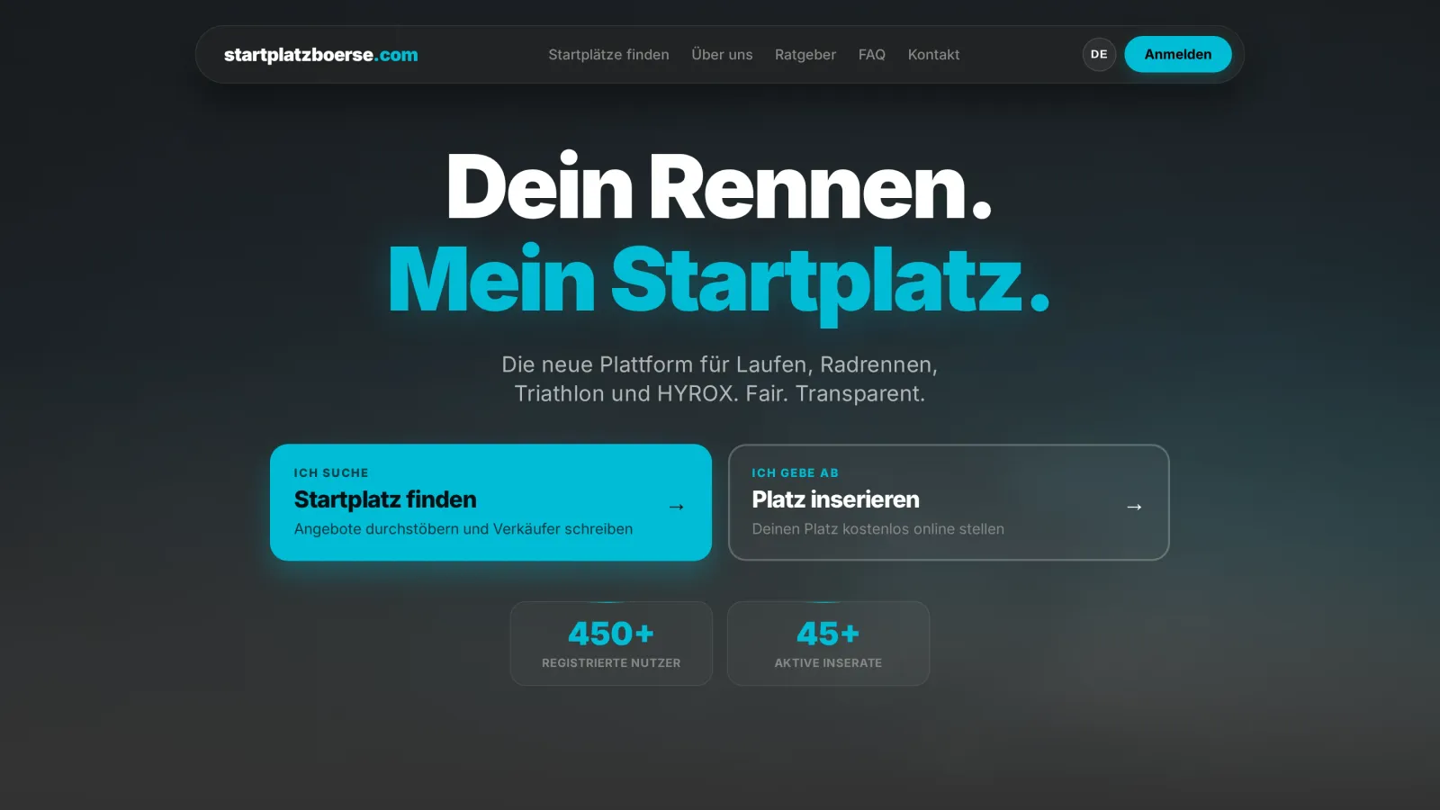Desktop-Ansicht: Startplatzboerse.com